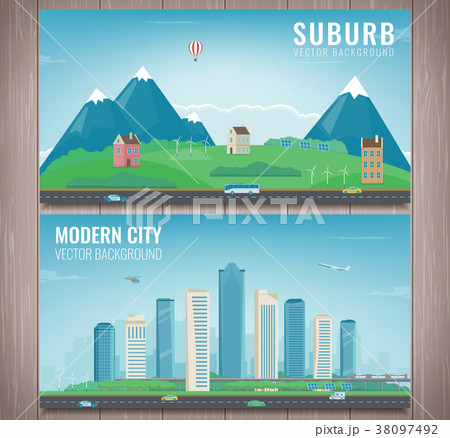 City landscape and suburban landscape. Building 38097492