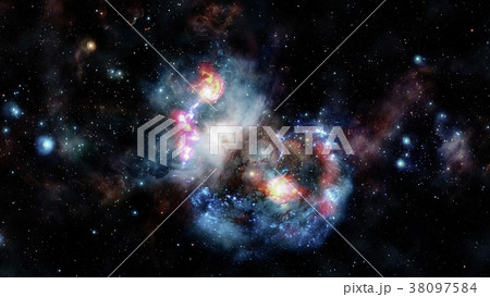 Deep space art. Galaxies and stars. Elements of 38097584