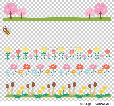 春の飾り枠 ラインのイラスト素材 花 自然 のイラスト素材