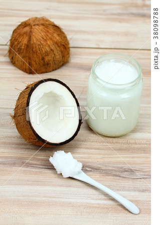 Organic coconut oil in the glass jar 38098788