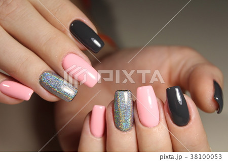 Perfect manicure and natural nails. Attractive modern nail art