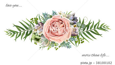 Vector floral bouquet design with rose flowers Vector floral bouquet design with rose flowers 38100102
