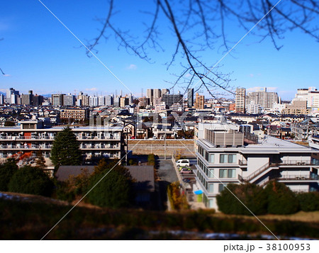 ジオラマ風 耳をすませば の舞台聖蹟桜ヶ丘 遠望の写真素材