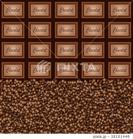 chocolate pieces coffee beans background chocolate pieces coffee beans background 38101446
