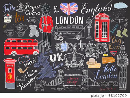 London city doodles Hand drawn set vector London city doodles Hand drawn set vector 38102709