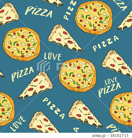 Pizza seamless pattern hand drawn sketch Vector  38102715