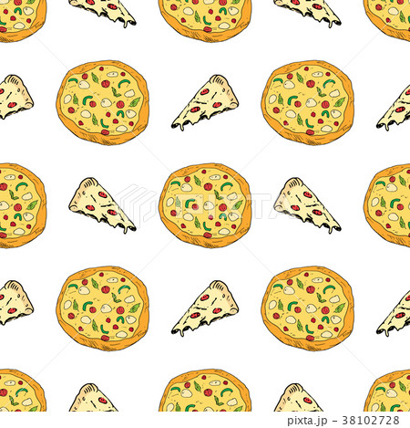 Pizza seamless pattern hand drawn sketch Vector Pizza seamless pattern hand drawn sketch Vector 38102728