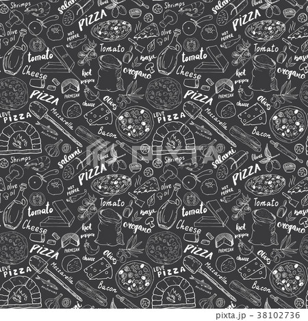Pizza seamless pattern hand drawn sketch Vector  38102736