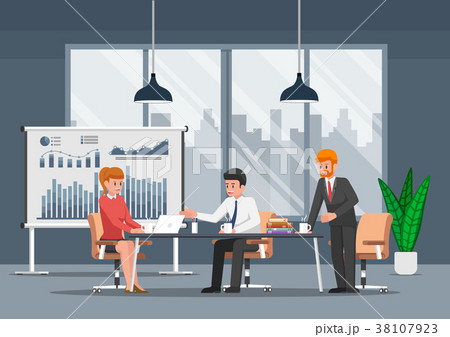 Businessman working and in the open space office. Businessman working and in the open space office. 38107923