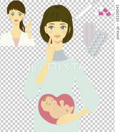 Pregnant woman and medicine image illustration 3 Pregnant woman and medicine image illustration 3 38109045