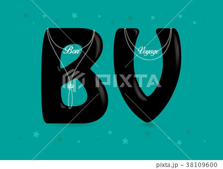Bon Voyage. Black Letters with Pearl Collars 38109600