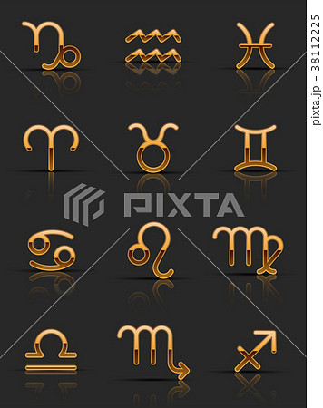 Golden Zodiac Signs. Icons Set 38112225