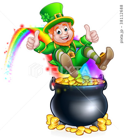 St Patricks Day Leprechaun Pot of Gold Rainbow 38112688