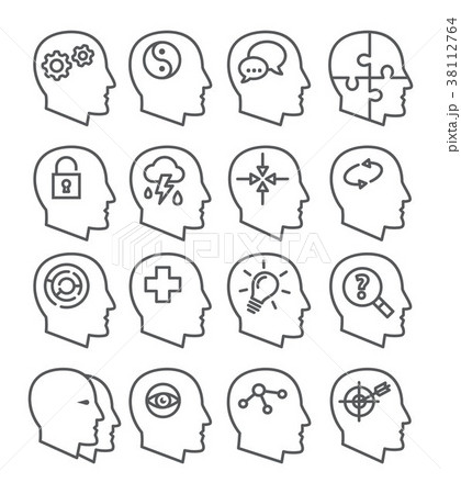 Psychology line vector icons set 38112764