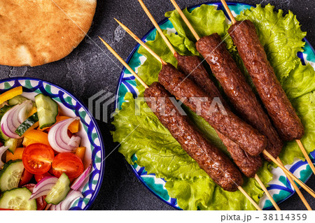 Classic kebabs on the plate. Classic kebabs on the plate. 38114359