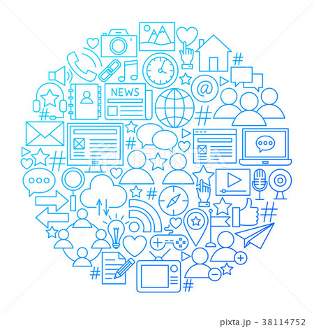 Social Media Line Icon Circle Design Social Media Line Icon Circle Design 38114752