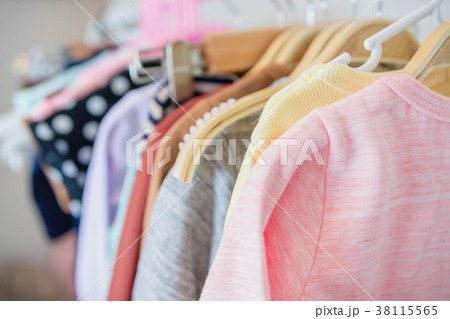 Children's Cloth Rack, Selective focus at front Children's Cloth Rack, Selective focus at front 38115565