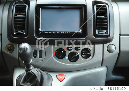 interior of a modern car with steering wheel 38116199