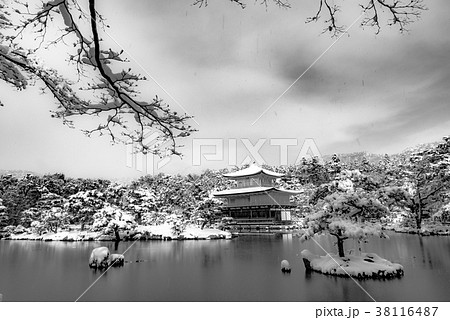 【モノクローム】金閣寺の雪化粧 【モノクローム】金閣寺の雪化粧 38116487