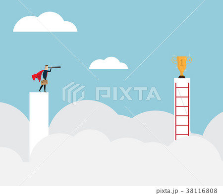 businessman standing on pillar and use telescope 38116808