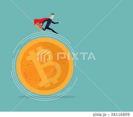 businessman running on bitcoins cartoon business businessman running on bitcoins cartoon business 38116809