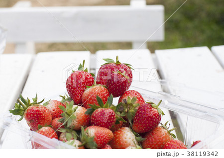 pile of fresh strawberries picked at the farm pile of fresh strawberries picked at the farm 38119342