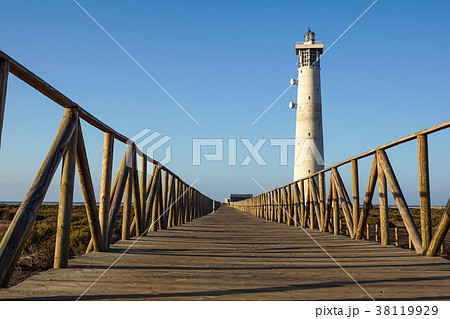 Wooden footbridge walkway to beach near Morro 38119929