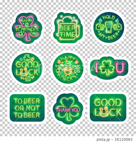 Glowing Neon Patricks Signs Sticker Pack with 38120065