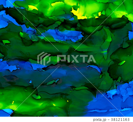 Blue and green paint uneven texture 38121163