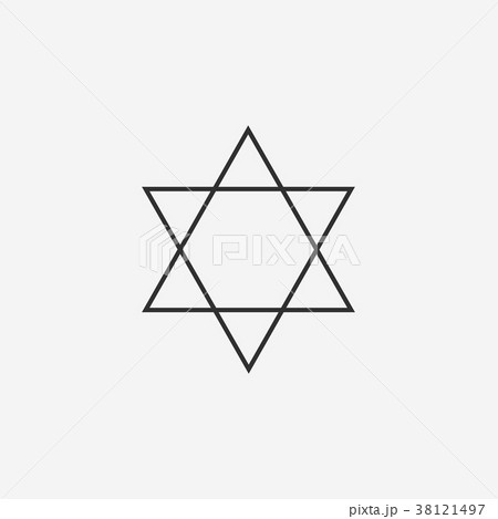 Star of david flat black outline design icon 38121497