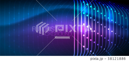 Neon glowing techno lines 38121886