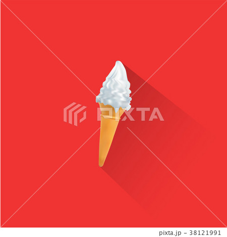 Ice Cream and Cone On Red Backgroundのイラスト素材 [38121991] - PIXTA