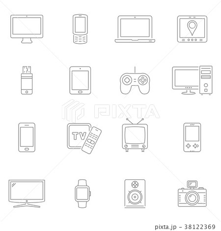 Electronic devices thin line icons Electronic devices thin line icons 38122369