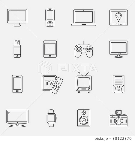 Devices and technology icons set, thin line style Devices and technology icons set, thin line style 38122370