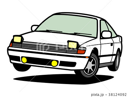 懐かしめ国産スポーツカー　白色　ジャンプ　自動車イラスト 38124092