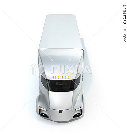 シルバー色の自動運転電動セミトラックの正面イメージ シルバー色の自動運転電動セミトラックの正面イメージ 38126958
