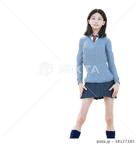 ポーズする制服の女子学生 perming 3DCG イラスト素材 ポーズする制服の女子学生 perming 3DCG イラスト素材 38127385