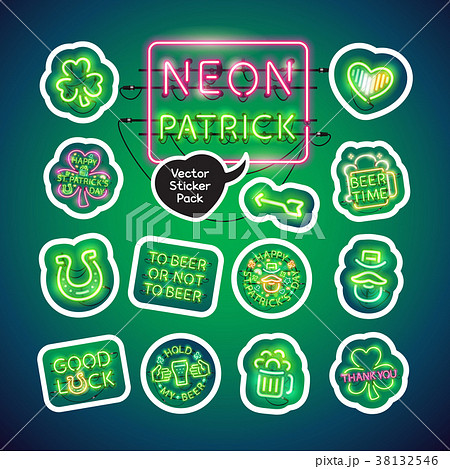 Neon St Patricks Day Sticker Pack Neon St Patricks Day Sticker Pack 38132546