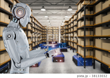 robot work on tablet 38133032