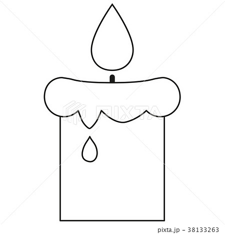 Line art black and white lighted candle icon 38133263