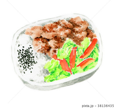水彩で描いたお弁当スケッチのイラスト素材