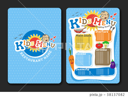 2 pages Kids menu design with vegetable 38137082