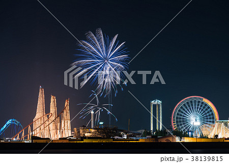 長島温泉の花火大会の写真素材