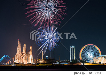 長島温泉の花火大会の写真素材