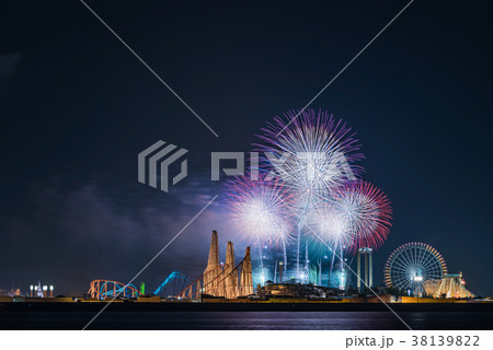 長島温泉の花火大会の写真素材