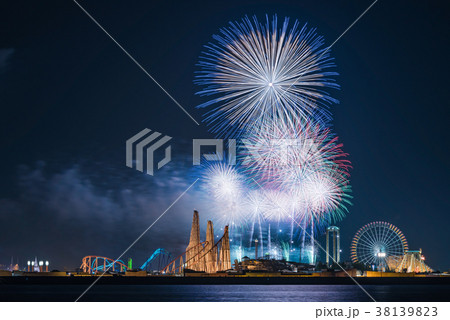 長島温泉の花火大会の写真素材