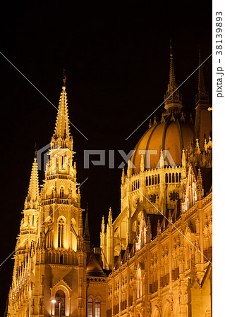 Hungarian Parliament Building at Night in Budapest Hungarian Parliament Building at Night in Budapest 38139893