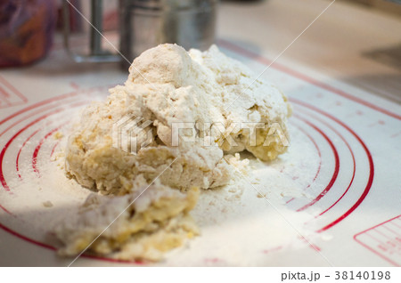 Close-up view of the raw dough ready for kneading Close-up view of the raw dough ready for kneading 38140198