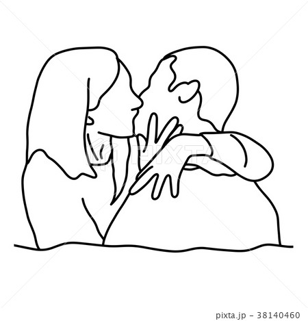 Line art of kissing couple vector image on VectorStock in 2023