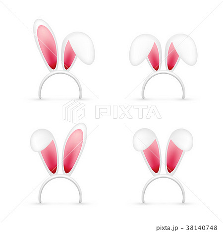 Easter Bunny Ears Pink And White Mask With Rabbitのイラスト素材